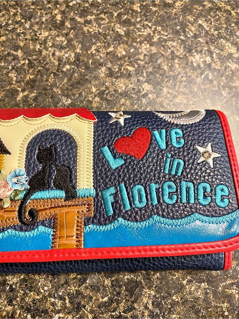 Tottyblu Braccialini Style "Love in Florence" Embroidered Wallet - Rare - Picture 5 of 5